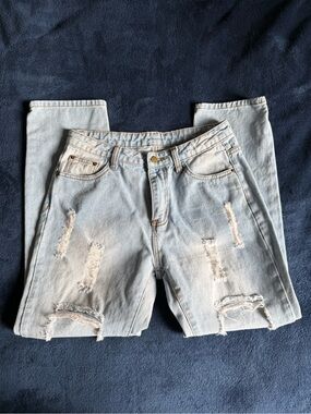 SHEIN Light Blue Ripped Skinny Men’s Jeans